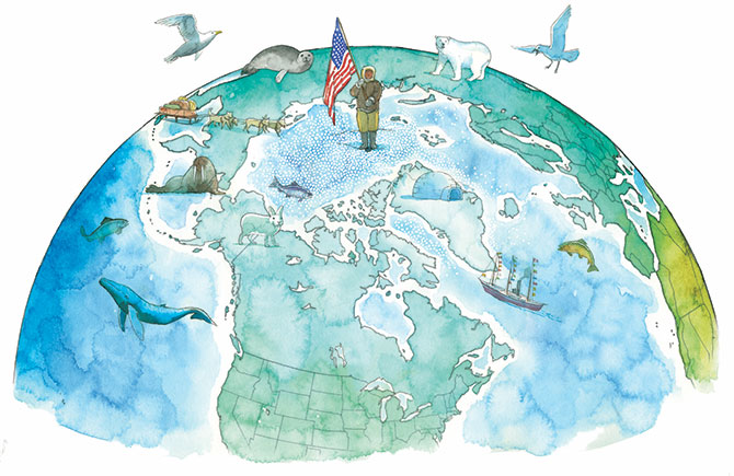 Enlargeable illustrated map of Henson and Peary’s final polar expedition