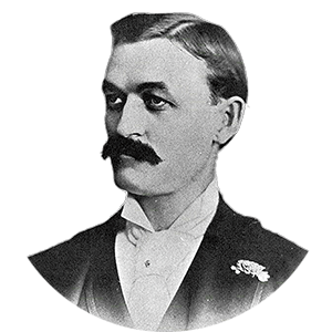 black and white photo of a man with a mustache
