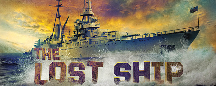 a large ship caught in a wave with the text "The Lost Ship"