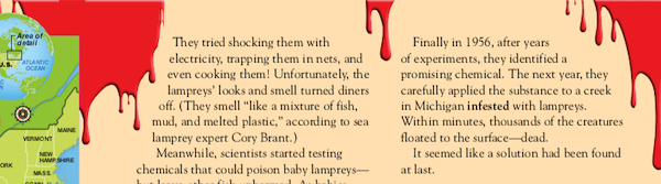 Blood running down the page