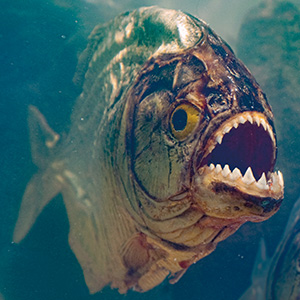 Image of a piranha swimming underwater