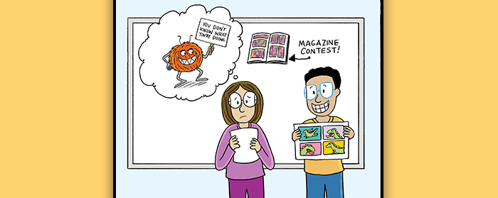 Comic of student doubting her drawing abilities compared to another student