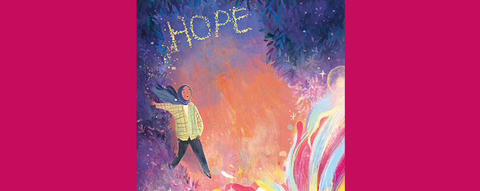 Image of a young girl with text, "Hope"