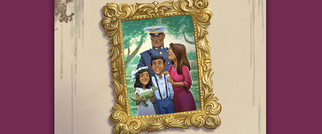 Illustration of a framed family photo