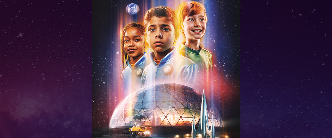 Image of three kids living in the future