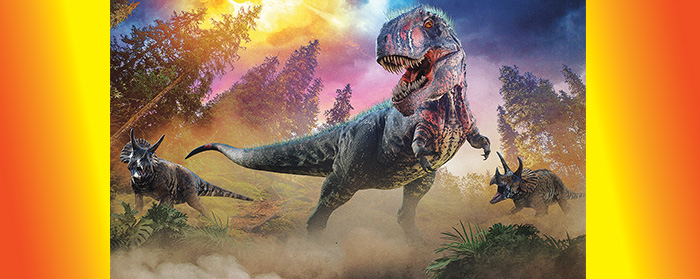 Image of dinosaurs in a forest