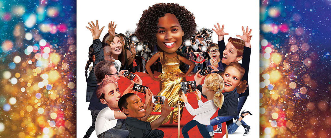 Illustration of photographers taking photos of a celebrity walking the red carpet