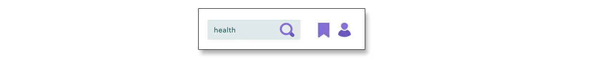 search bar with the word "health" in it